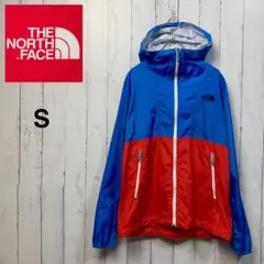 ノースフェイス ナイロンパーカー メンズ S スクープジャケット 赤青 刺繍ロゴ