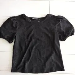 ZARA ブラック 半袖カットソー　トップス　M