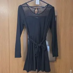 ブラックレース切り替えミニワンピース