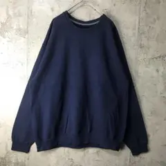 Y2299古着　トレーナー　スウェット　紺　無地　90s Y2K