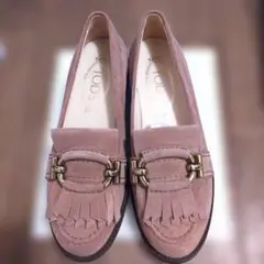 TOD'S スエード フリンジ ローファー ピンク 21.5のサムネイル
