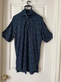 新品　JIM THOMPSON 綿100%ポロシャツ チェック柄 ネイビーMのサムネイル