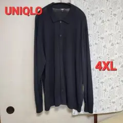 ユニクロ 黒 メンズ ポロ ニット ウール100％ サイズ4XL