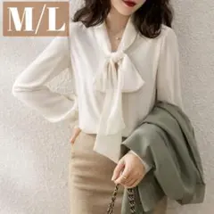 新品未使用　リボン付き　シフォンブラウス M 入社式　卒業式　入学式　フォーマル