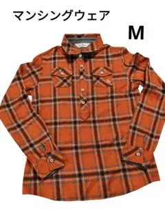 Munsingwear 長袖 チェックシャツ オレンジ レディース Mのサムネイル