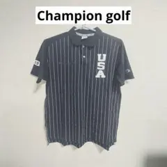 【Champion】USA ストライプ ポロシャツ ゴルフウェア