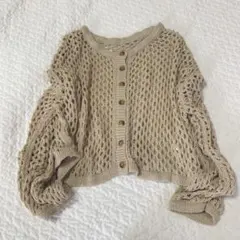 しまむら　tal by yumi 透かし編みカーディガン M ベージュ