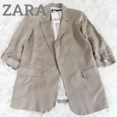 ZARA ザラ　タグ付き　ロールアップスリーブリネンブレンドブレザー