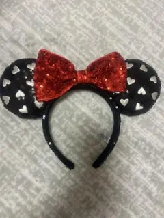 ミニーマウス風カチューシャ ハート模様