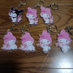 マイメロディ&クロミ アクリルキーホルダーセット 7個 新品未使用品！