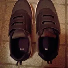 ブラック ベルクロ スニーカー 24.5cm