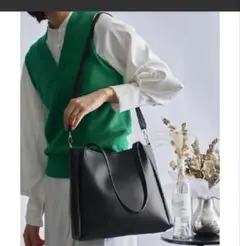 シンプル 黒 トートバッグ 合成皮革