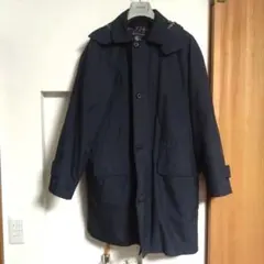 Burberry's ネイビー ステンカラーコート フーディ ダウンライナー付