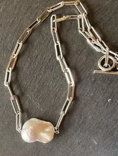 オイスターバロック　チェーンネックレス　淡水パール