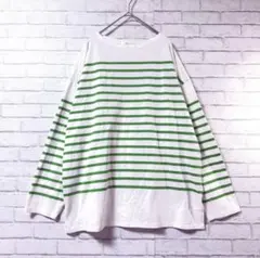 【ショコラフィネローブ】ボーダーTシャツFオーバーサイズ 綿100%カジュアル