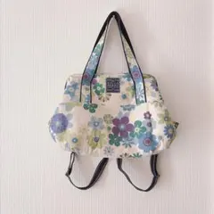 ハンドメイド 2wayトートバッグ バックパック リュック 花柄 ブルー系