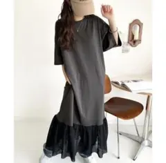 ✱新品✱ レイヤードロングワンピース Tシャツのサムネイル