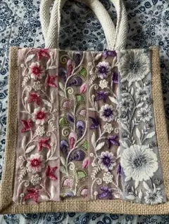 インド刺繍トートバッグ 花柄