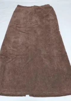【コーデュロイロングスカート】茶系☆ウエストゴム《サイズM》スカートのみです