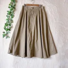 a1879リラシク ロングスカート L ベージュ 綿混 ウエストサイドゴム 美品のサムネイル