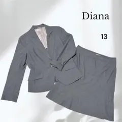 【美品】Diana ダイアナ　ビジネススーツ　グレー　ストライプ　13号