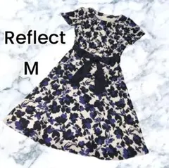 【Reflect】ネイビー 膝下丈 花柄 総柄 半袖 ワンピース 9