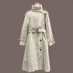 Asymmetry　ツイードトレンチロングコート　美品　S　アイボリーのサムネイル