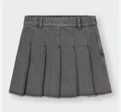 GU デニムローウエストプリーツスカート　ダークグレー