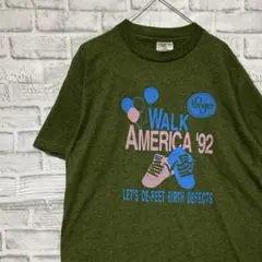 美國製90年代復古T恤！單針縫製 綠色短袖古著L 28