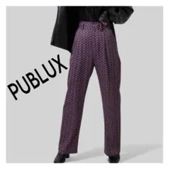 新品【PUBLUX/パブリュクス】 幾何学スラックスパンツ　/　総柄タックパンツ