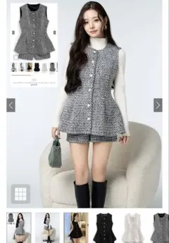 GRL フリージアツイードベスト×ショートパンツセットアップ