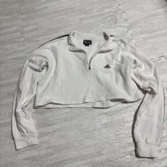 adidas ホワイト クロップドスウェット M