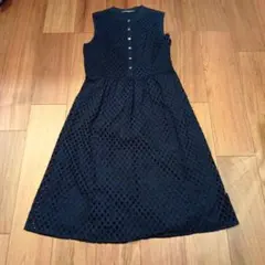 LAURA ASHLEY ネイビー ノースリーブワンピース