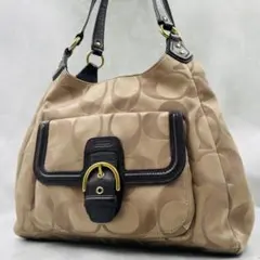 y2k COACH コーチ ハンドバッグ シグネチャー ショルダー デカロゴ 茶