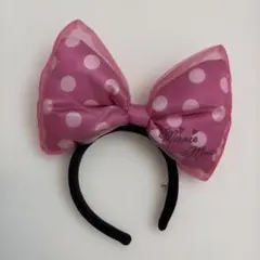 ディズニー　カチューシャ　ミニーマウス　ピンク　リボン　水玉