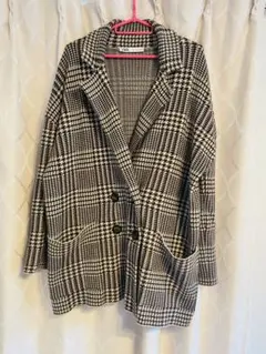 チェック柄ダブルブレストニットジャケット