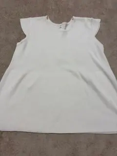 ホワイト ノースリーブ トップス バックパール