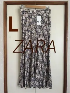 【新品タグ付き】ZARA フラワープリントスカート　Lサイズのサムネイル