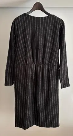 美品】ビューティー&ユース　ウールワンピース　ダークグレー　ストライプ
