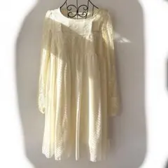 axes femmeアイボリー レースシフォンワンピース 森ガール　バレエコア