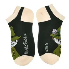 ムーミン レディース アンクルソックス　スナフキン　グリーン　ベージュ