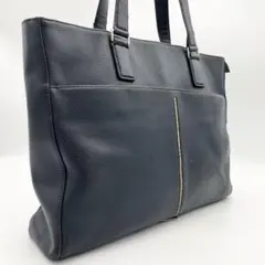 ポールスミス A4◎ インセットマルチストライプ トートバッグ レザー ネイビー