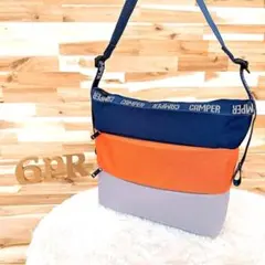 【カンペール】NICK ボーダー ナイロン ショルダーバッグ紺ネイビー×オレンジのサムネイル