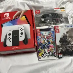 NintendoSwitch 有機ELモデル本体　ホリパッド及びソフト5本付き