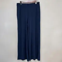【美品】ユニクロ クレープジャージーストレートパンツ ネイビー XL