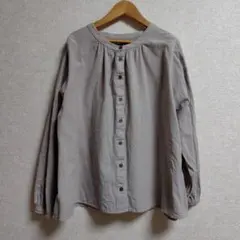 サマンサモスモス　前後着ボタン配色ブラウス　グレー　フリーサイズ
