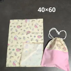 給食セット 巾着&ランチョンマット ラメ入りユニコーンスイーツ＊両紐5