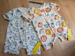 【未使用タグ付き】新生児＊恐竜とライオンプリントロンパースセット＊