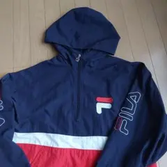 FILA☆ナイロンパーカー　ジャンパー　バイカラー　アウター　古着　ヴィンテージ