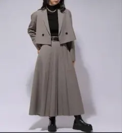 HARE SETUP ショートジャケット×プリーツフレアスカート CHECK